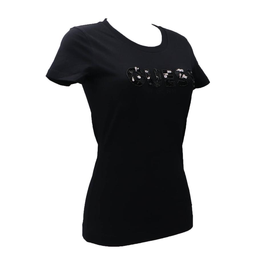 Guess T-shirt  CN SS LOGO  SEGQUINS TEE Nero 2