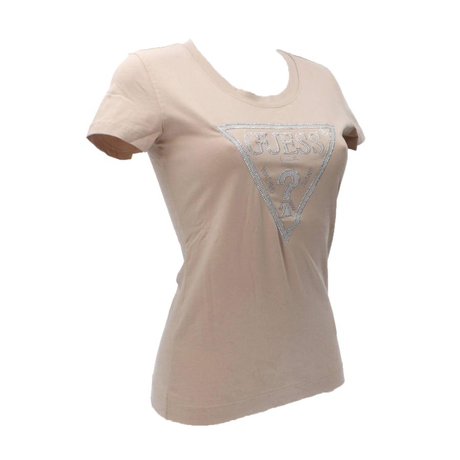 Guess T-shirt SS CN SHINY TRIANGLE TEE Beige 2
