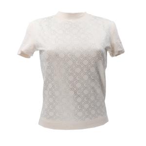 LOGO CHAIN ALL OVER T-SHIRT Beige Panna