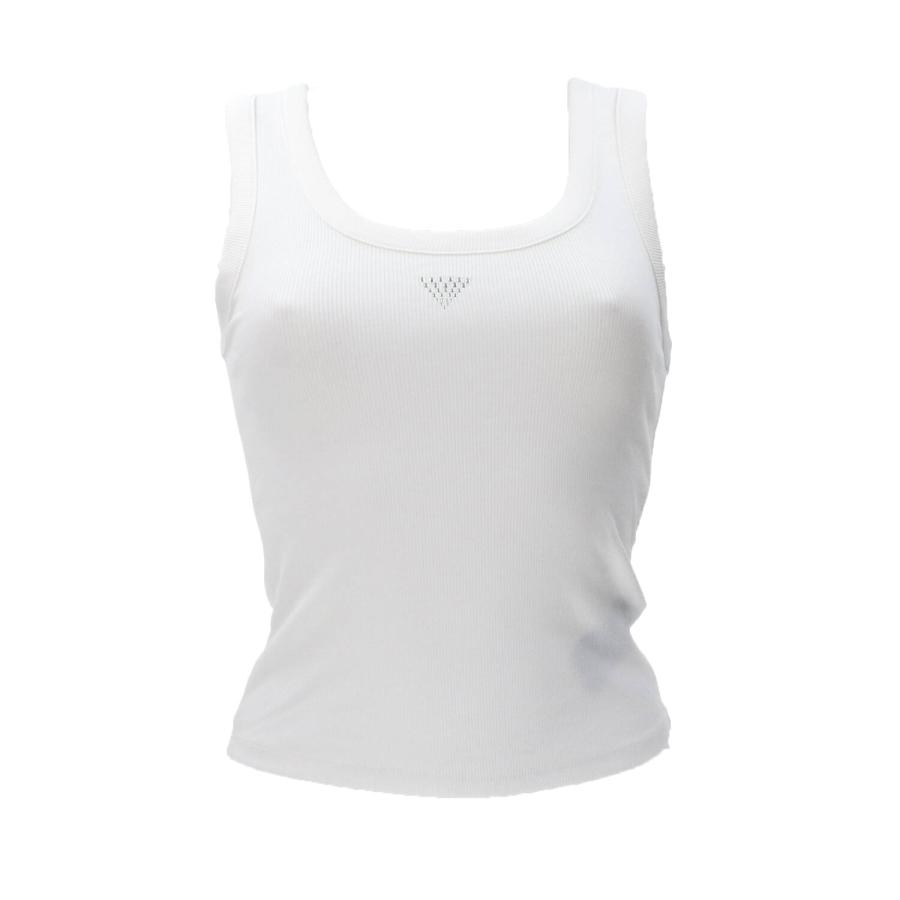 Guess Canotte ECO TRIANGLE BLING RIBBED TANK Bianco 1