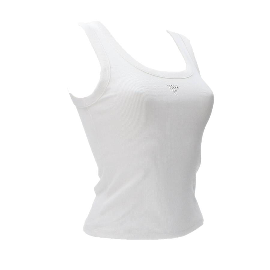 Guess Canotte ECO TRIANGLE BLING RIBBED TANK Bianco 2
