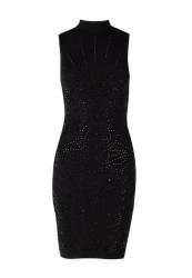 Vestiti RHINESTONE BODYCON MINI SWEATER DRESS Nero