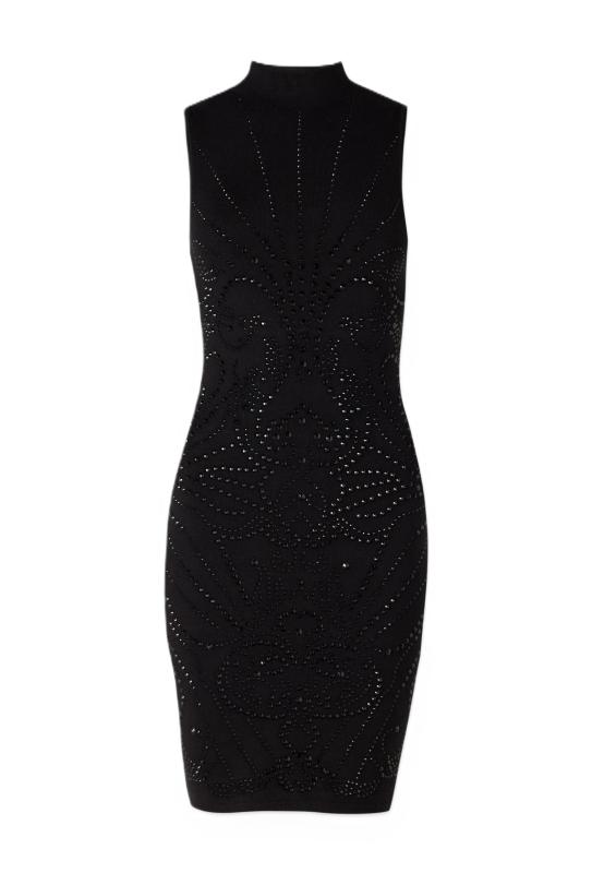 Vestiti RHINESTONE BODYCON MINI SWEATER DRESS Nero