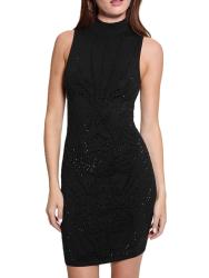 Vestiti RHINESTONE BODYCON MINI SWEATER DRESS Nero