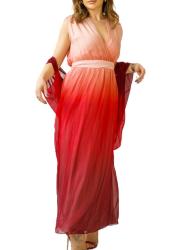 Vestiti L012 ABITO LUNGO SFUMATO MISTO SETA Rosso Multicolore