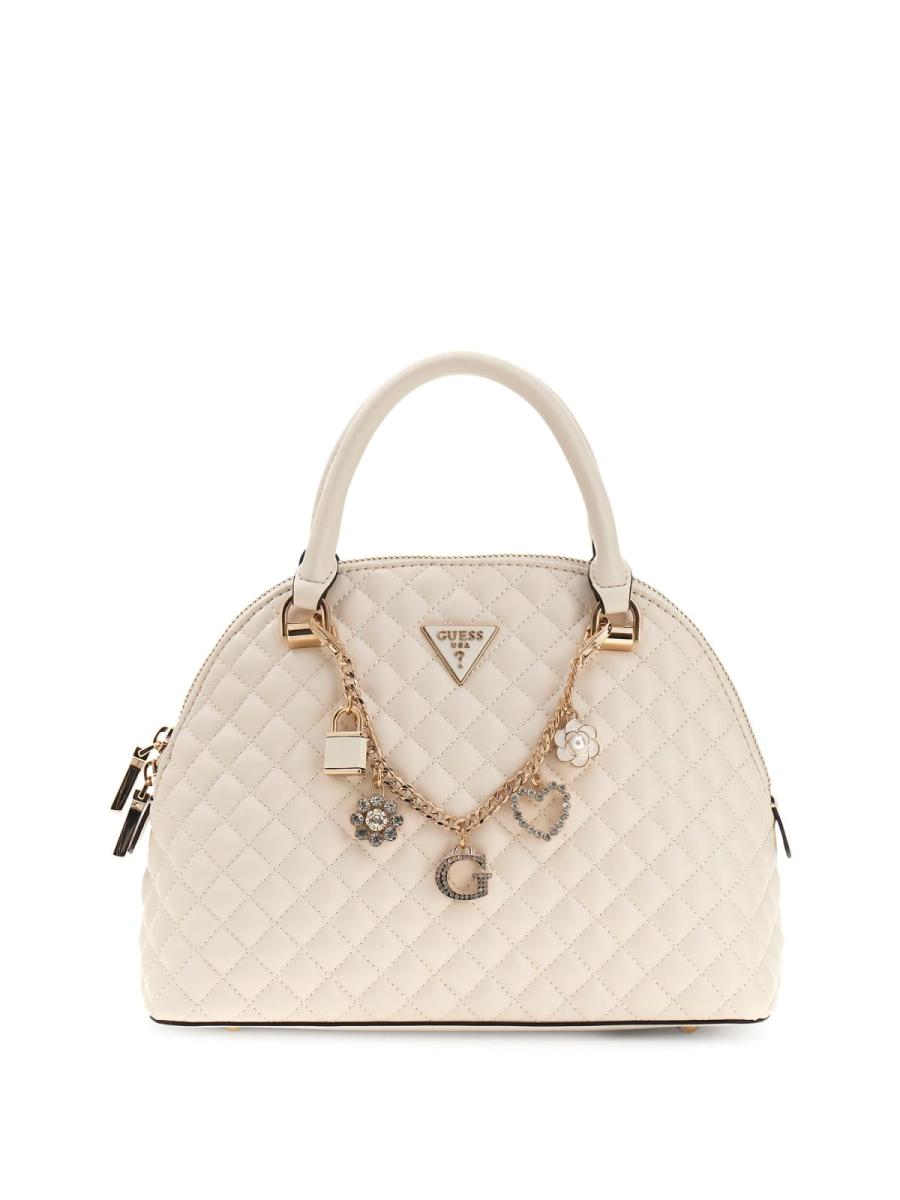Guess Borse a mano EVERLEE DOME SATCHEL Bianco  Guess Borse a mano EVERLEE DOME SATCHEL Bianco  1