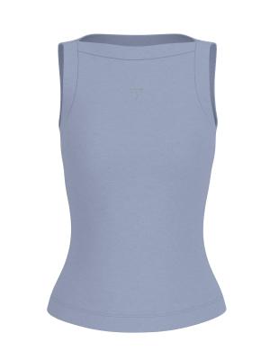 TINA RIBS TANK TOP Azzurro