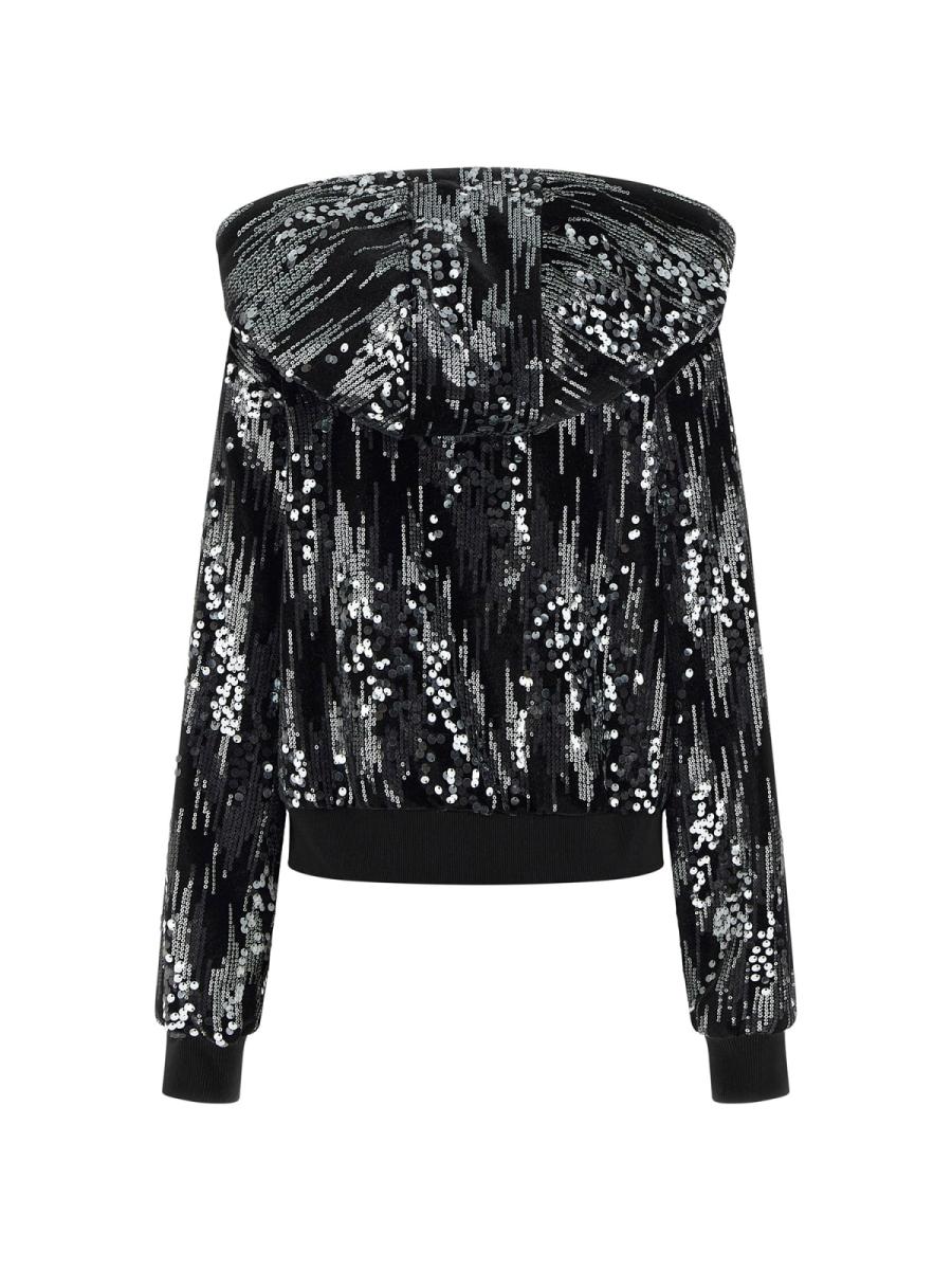 Guess Felpe SEQUINS FULL-ZIP HOODIE Nero 2