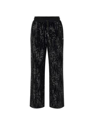 SEQUINS WIDE LEG PANTS Nero