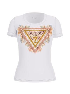 SS TRIANGLE FLOWERS TEE Bianco