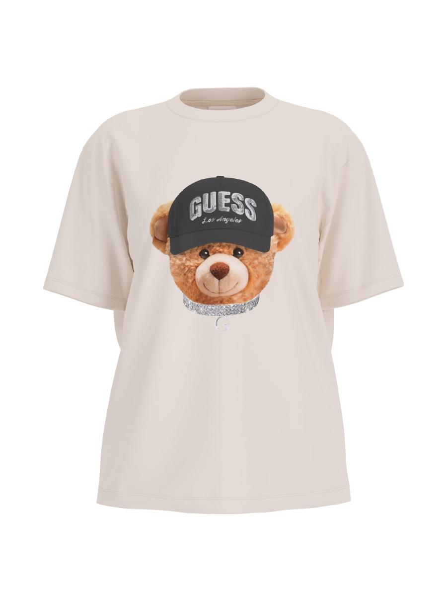 Guess T-shirt TEDDY BEAR HAT SS  Bianco Panna 1
