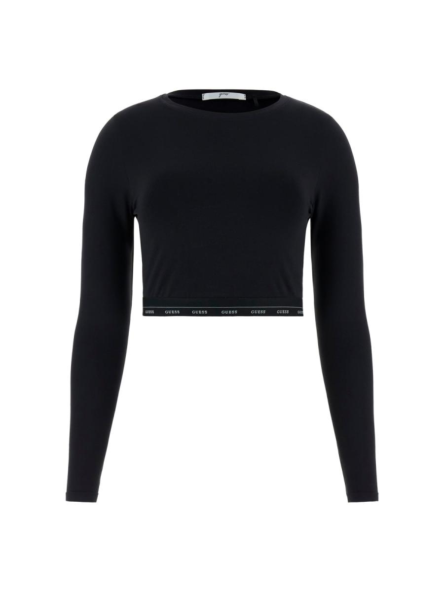 Guess T-shirt MATILDE SEAMLESS LS TEE Nero 1