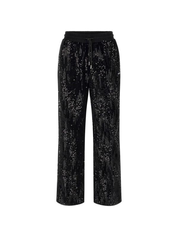 Tute SEQUINS WIDE LEG PANTS Nero