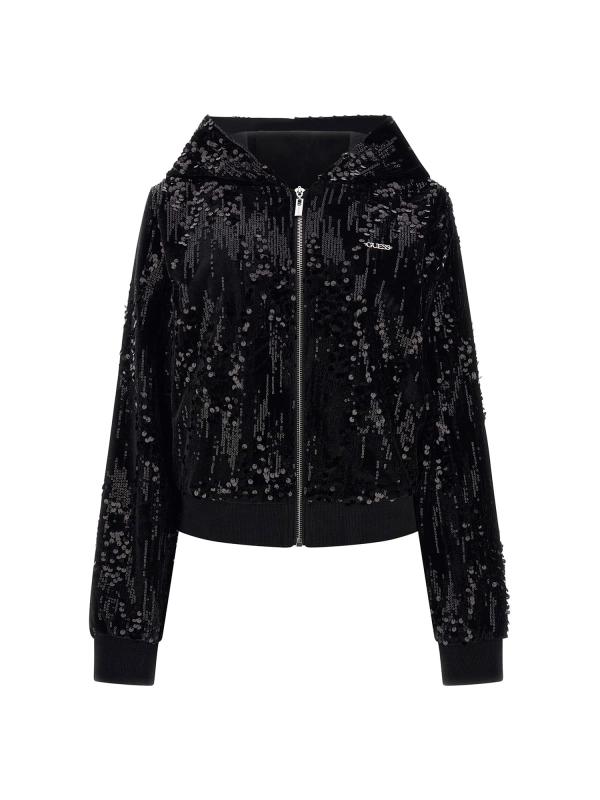 Felpe SEQUINS FULL-ZIP HOODIE Nero