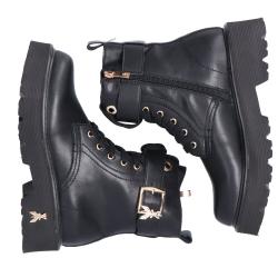 Anfibi PPJ966 Vitello fibbia logo strass Nero