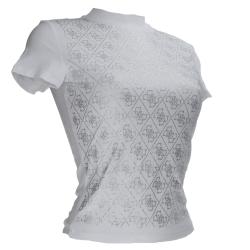 W4BI26J1314 SS MOCK NECK ALL OVER 4G TEE Bianco