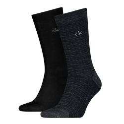 5971 CK MEN SOCK 2P MELANGE GRID Nero