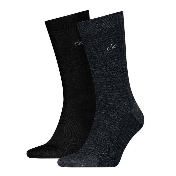 5971 CK MEN SOCK 2P MELANGE GRID Nero
