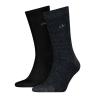 5971 CK MEN SOCK 2P MELANGE GRID Nero