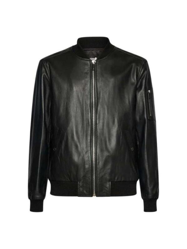 UMA25452GB3C REAL LEATHER BOMBER GR Nero