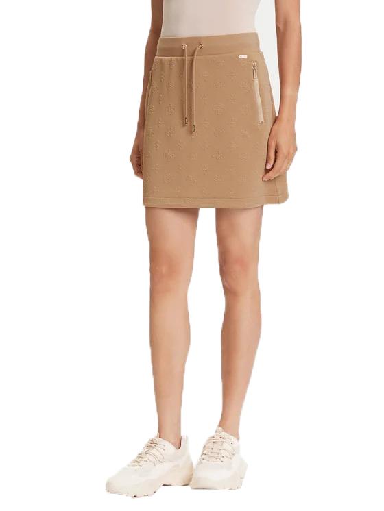 3D PEONY MINI SKIRT Cuoio