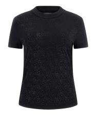 W4BI26J1314 SS MOCK NECK ALL OVER 4G TEE Nero