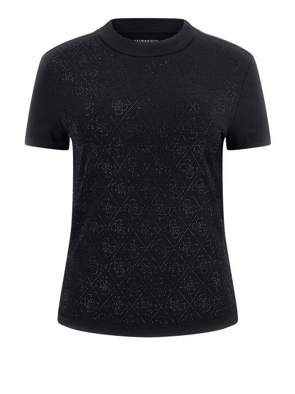 W4BI26J1314 SS MOCK NECK ALL OVER 4G TEE Nero