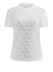 W4BI26J1314 SS MOCK NECK ALL OVER 4G TEE Bianco