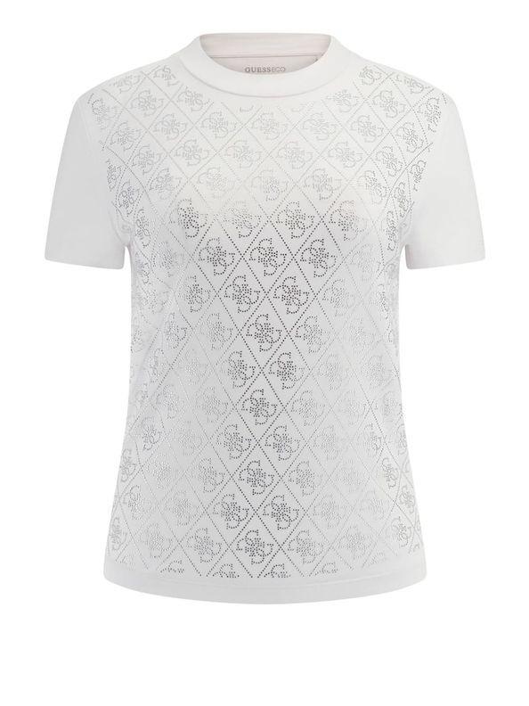 W4BI26J1314 SS MOCK NECK ALL OVER 4G TEE Bianco