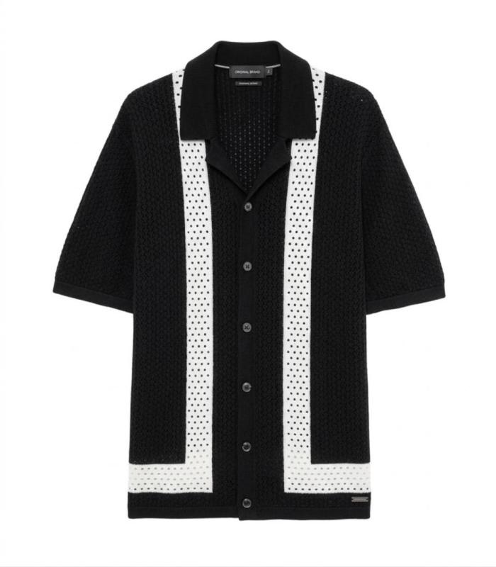 GL35324 in maglia traforata Nero
