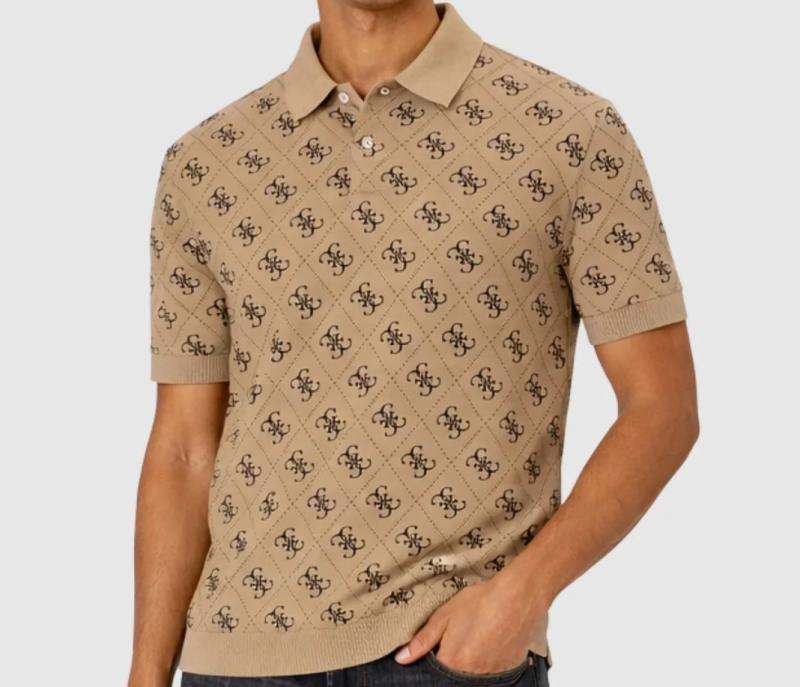 M6GP04K3073 SS ALL OVER 4G JACQUARD POLO Beige