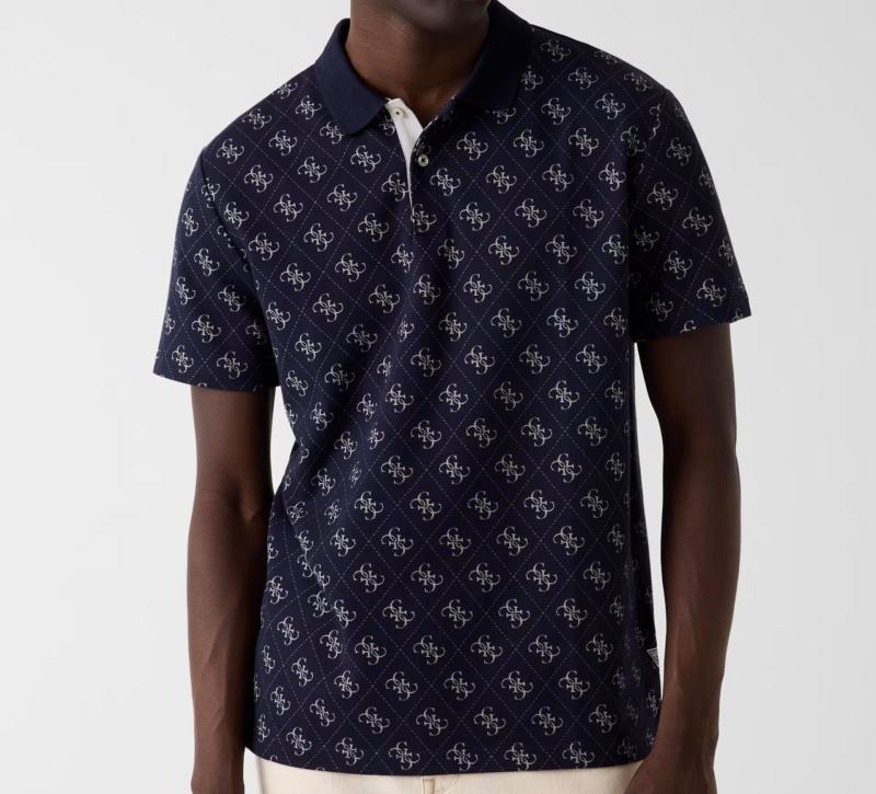 M6GP04K3073 SS ALL OVER 4G JACQUARD POLO Blu