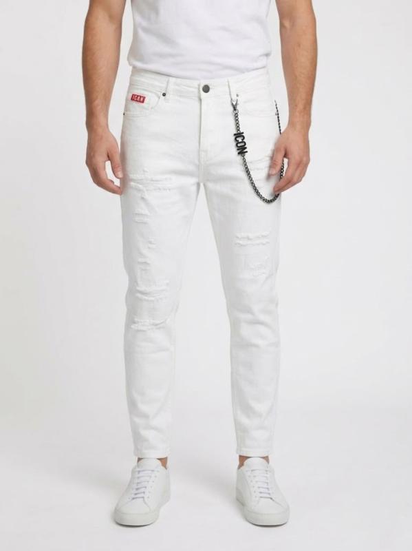 IUD033 DENIM LOGO NERO SU TASCA Bianco