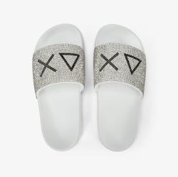 X36211 SLIPPERS STRASS LOGO Bianco