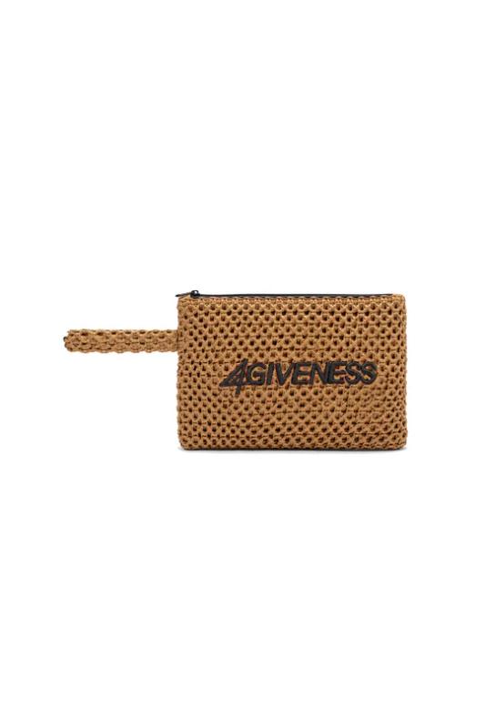 126WACPO6173 POCHETTE CARTAPAGLIA  Beige Nero