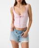 W6GPB1KF641 GJ FASHION RIB LACE TOP Rosa