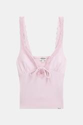 W6GPB1KF641 GJ FASHION RIB LACE TOP Rosa