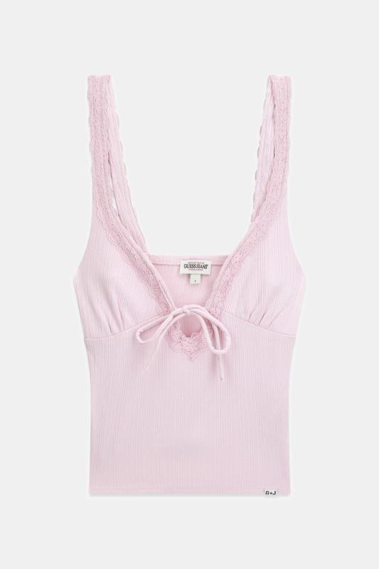 W6GPB1KF641 GJ FASHION RIB LACE TOP Rosa