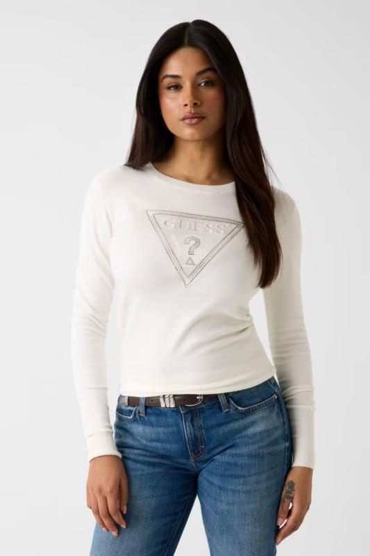 W6YR28Z0976  KATIE TRIANGLE LOGO SWTR  Bianco