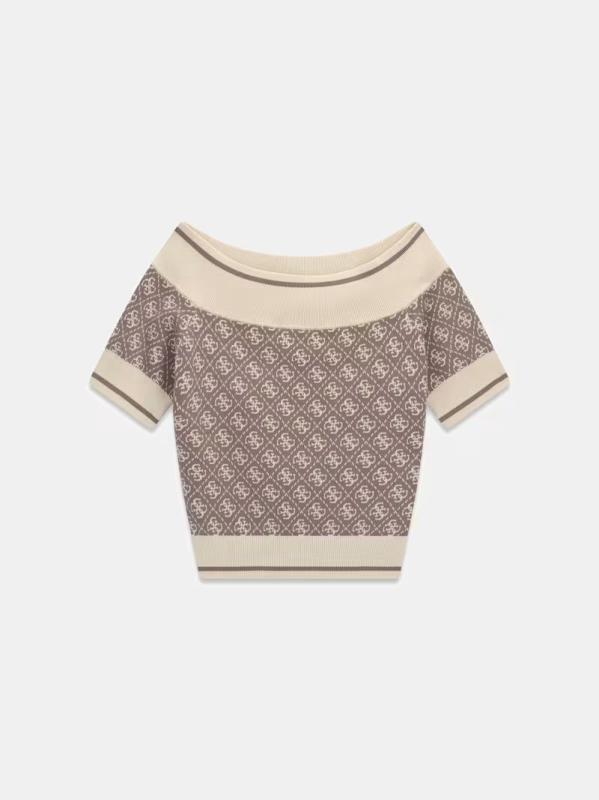 W6YR19Z0962 OFF SHOULDER LISE 4G LOGO SWTR Marrone Beige